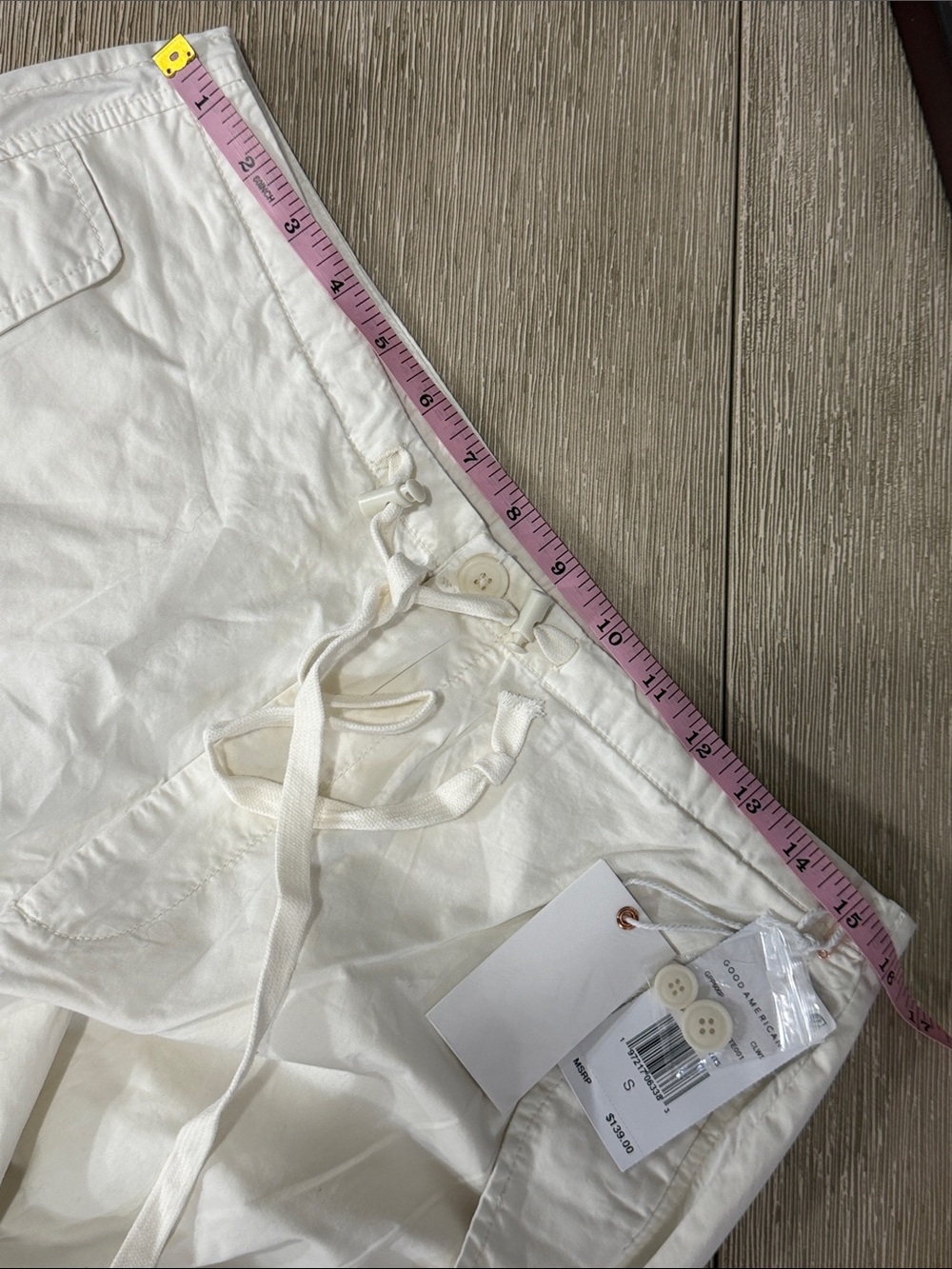 Good American ivory cream white oversized parachute utility cargo pants S M - Picture 7 of 10